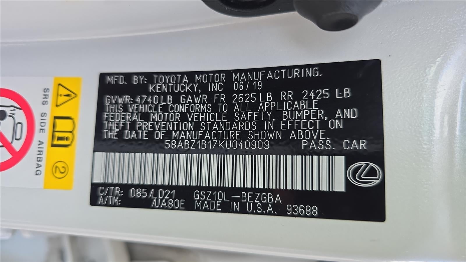 2019 Lexus ES ES 350