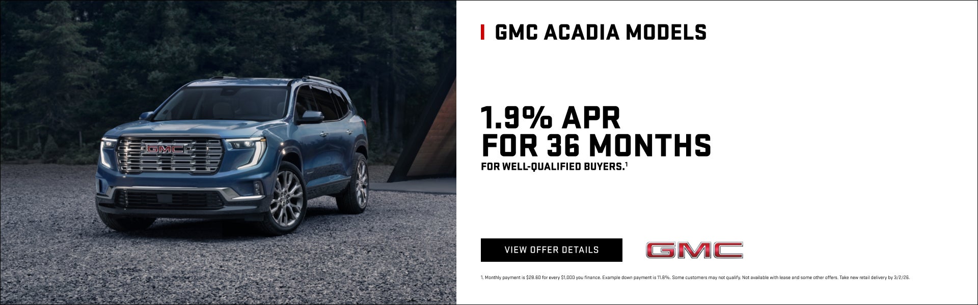 1.9% APR FOR 36 MONTHS for well-qualified buyers.1